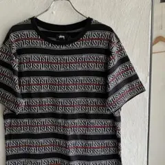 美品 STUSSY 総柄 Tシャツ ブラック ステューシー
