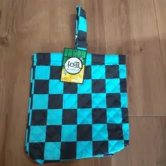 緑と黒のチェック柄 シューズバッグ