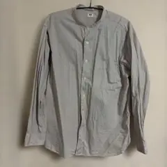 UNIQLO ストライプスタンドカラーシャツ　長袖　グレー　M