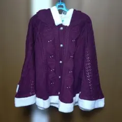 axes femme ケーブルニットポンチョ ボルドーのサムネイル