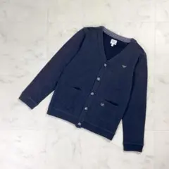 アルマーニジュニア Vネックカーディガン 長袖 コットン 黒150cm*LD65