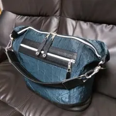【極美品】master-piece　ショルダーバッグ ダークブルー クレープ加工