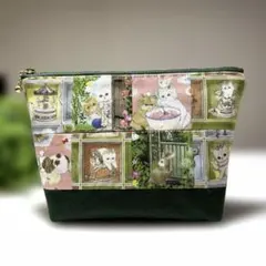 ユキエモン　　限定生地　パッチワーク 台形ポーチ