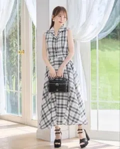 新品】 ミシェルマカロン ベルト付きチェックフレアワンピース - メルカリ