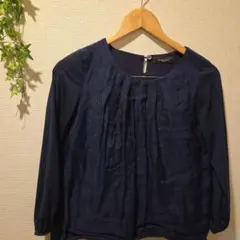 Demi-Luxe BEAMS 五分袖ブラウス ネイビーのサムネイル