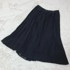 【ユニクロ】シフォンプリーツスカート（丈短め71～75cm）　ブラック　L