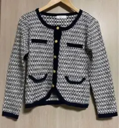 Rew de Rew ノーカラージャケット ニットカーディガン　ツイード　M