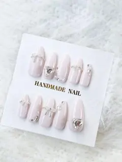 ネイルチップ ワンホン 韓国ネイル 薄ピンクネイル 量産型 ガーリー シンプル
