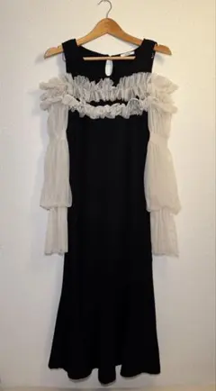 【mily bilet】チュールフリルドッキングリブ ワンピース