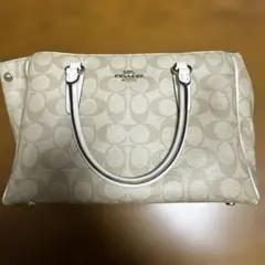 Coach ベージュ レザー ハンドバッグ