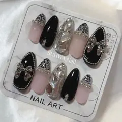 ネイルチップ ワンホン 韓国 y2k リボン ツイード 埋め尽くし オーダー