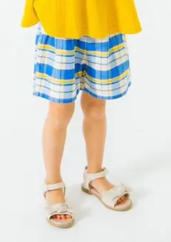 新品未使用ブランシェス チェック柄フレアショートパンツ BRANSHES