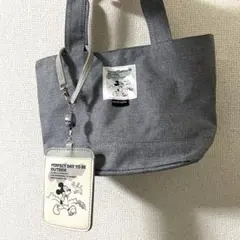 【ハンドバッグ】ミッキーマウス パスケースセット グレー