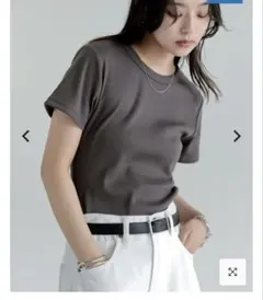 Re:EDIT テレコリブクルーネック半袖Tシャツ　チャコールグレー　Lのサムネイル