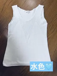 レベッカテイラー　リブ編み　トップス　タンクトップ　ノースリーブ　水色　ブルーのサムネイル