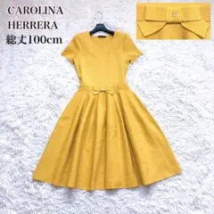 高級感✨美シルエット♡キャロリーナヘレラ　ニットワンピース　Aライン　ロゴリボン