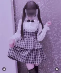 地雷 マジョレッティ 詩那 袖レースフリルチェックワンピ M