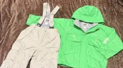 緑色スキーウェア　上下セット（子ども用）