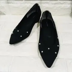 【極美品】RANDA パール フラットシューズ ブラックのサムネイル