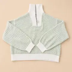efforia ハーフジップ ニット M グリーン ワッフル編み 2wayのサムネイル