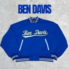 【BEN DAVIS】スタジャン ブルー M ロゴ刺繍 ビッグロゴ ベンデイビス
