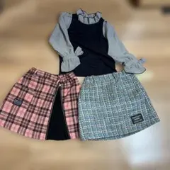 JENNI LOVE チェック柄プリーツスカート ピンクのサムネイル