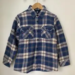 美品　SHIPS ネイビー系チェック 長袖シャツ 130