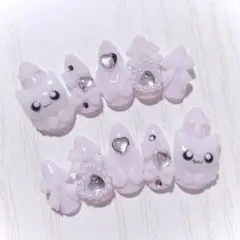 No.960　ネイルチップ 現品 量産型 地雷系 サブカル ピンク 猫 平成女児