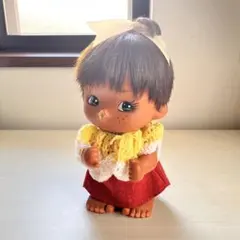 ソフビ人形　頭にリボンをした黒人の女の子　昭和レトロ　アンティーク　ビンテージ
