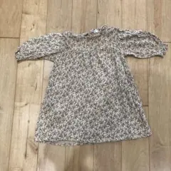 サマンサモスモス　小花柄ワンピース　長袖　ベージュ　Sサイズ