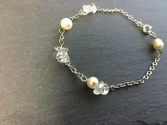 未使用　パールとクリスタルのブレスレット