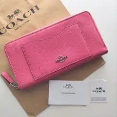 【新品】COACH　コーチ　長財布　ラウンドジップ 　ピンク