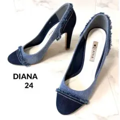 DIANA ダイアナ デニム生地 パンプス フリンジ 24のサムネイル