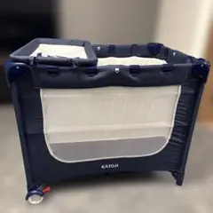 KATOJI 折りたたみ式ベビーベッド ネイビー