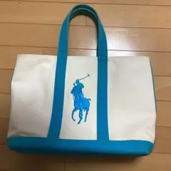 Ralph Lauren トートバッグ アイボリー/ターコイズ