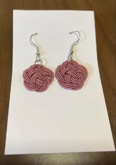 水引ピアス　梅結び ブラウン系　茶色系ハンドメイド 水引アクセサリー