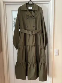 値下jouetie オリーブ色 ダブルブレストティアードコート　スプリングコート