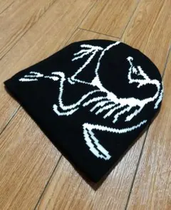 スケルトン柄 ニット帽 ビーニー ブラック