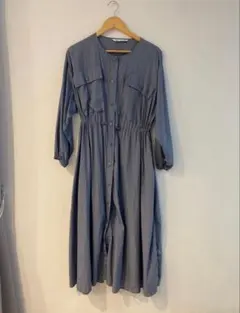ZARA ライトブルー 長袖ワンピース M