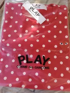 赤新品Sサイズ PLAY 꼼데가르송 ドット長袖Tシャツ プレイ