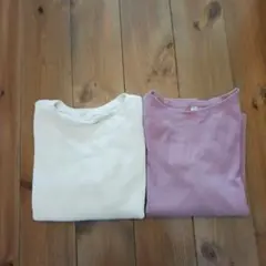 訳あり☆2枚セット☆UNIQLO☆ボートネックカットソー☆ワッフルカットソー☆M