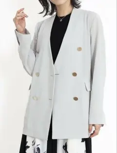 ヤマダヤ 福袋 FENNEL ノーカラー ダブルジャケット ライトグレー