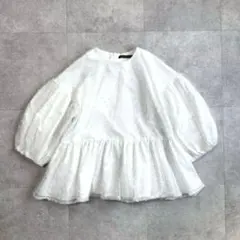 美品 ツルバイマリコオイカワ ドットオーガンジーブラウス パドシャ