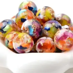 カラフル ラメ入り ラウンドアクリルビーズ｜16×16mm・5個セット