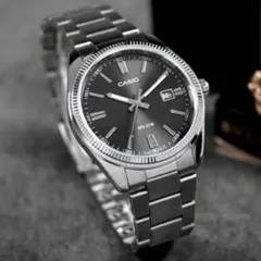稼動品 美品 CASIO カシオ フリーテッドベゼル グリーン デイト 腕時計 