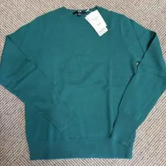 ユニクロカシミヤ100% グリーン　緑　クルーネックセーター M
