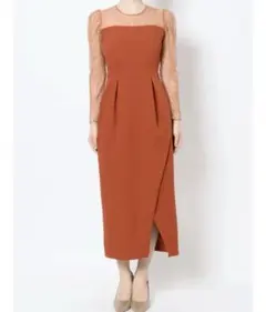 LADYスリーブレースカッティングドレス