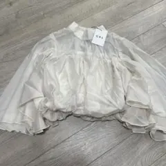 グレイル フレアスリーブシアーショート丈ブラウス[tu816] アイボリー