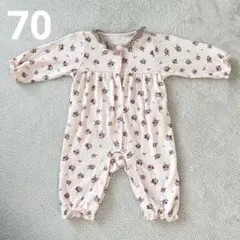 bebe reduction ベベ ピンク　花柄　ロンパース　70 80
