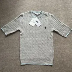 U.S. POLO ASSN. 新品　半袖ケーブルニット　グレー　ブルー　ポロ